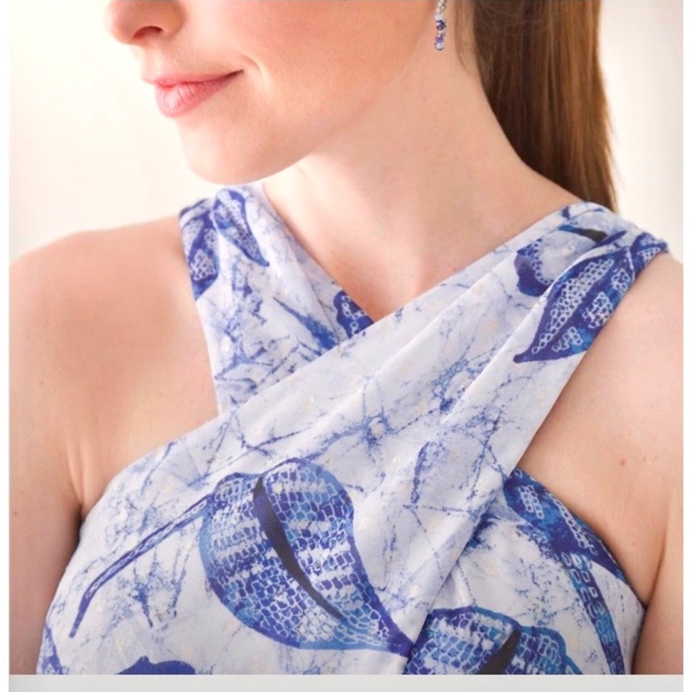 White House Black Market Blue and White Floral Maxi Dress - Picture 4 of 15